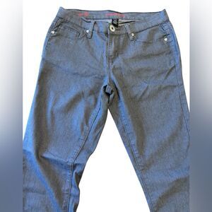 Skinny 3 / 4 Juniors Dark Gray Jeans Red Blue Denim Stretch Thin